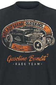For nearly 100 years, people have been tinkering with cars to make them go faster. Hot Rod Garage Gasoline Bandit T Shirt Emp