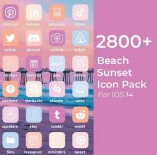2800 Iphone Ios 14 App Icons Beach Sunset Pastel Aesthetic Etsy App Icon Homescreen Icon