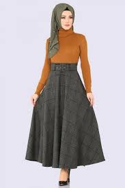 Modaselvim Etek Ekoseli Mevlana Etek Ukb4030 Haki Etek Uzun Etek Moda Stilleri