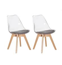 Eggree Set Of 2 Tulip Padded Dining Chair With Beech Wood Legs For Dining Room Living Room Transparent 2 8days E Wood Legs Dining Chairs Cheap Dining Chairs