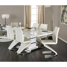 Furniture Of America Vanessa 7 Piece Dining Table Set White White Dining Room Sets White Dining Room Chrome Dining Table