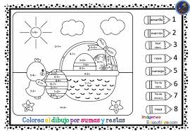 Con estas fichas de actividades los niños aprenderán la diferencia entre sumas y restas. Fichas Colorea Por Sumas Y Restas Imagenes Educativas