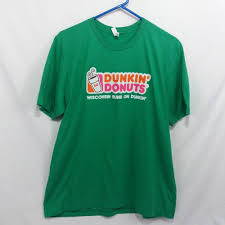 Dunkin Donuts Coffee Shop T Shirt Wisconsin Runs On Dunkin Size Xl Green Tee