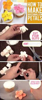 Change Your Cake Decoration Methods Forever With These Marshmallow Flower Cupcake Toppers Cute Diy Cupcake Cakes Cake Decorating Marshmallow Flower Cupcakes