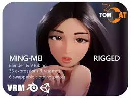 3D model Ming-Mei Rigged Character for Blender and Vtubing VR