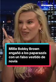 #MillieBobbyBrown utilizó todo su ingenio para engañar a una paparazzi que  la quería fotografíar durante la prueba de su vestido de novia  #strangerthings #eleven #jakebongiovi