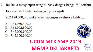 Selamat malam semua kali ini saya akan mencoba menjawab soal uji coba ujian nasional ii yang berasal dari mgmp matematika dki jakarta ti. Ucun Matematika Smp 2019 Mgmp Dki Prediksi Unbk Mencari Tabungan Awal Belatik Youtube