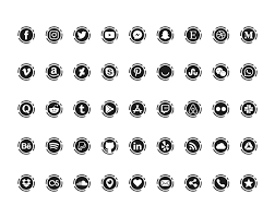 45 Circle Social Media Icons Circular Ring Blog Buttons Grey Black White Social Network Website Vector Graphics Facebook Instagram Twitter Social Media Icons Media Icon Icon