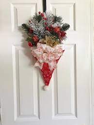 Christmas Door Hanger Santa Hat Door Hanger Christmas Decor Santa Decor Front Door Christmas Christmas Door Hanger Christmas Decorations Christmas Wreaths