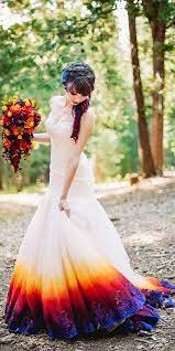 24 Amazing Colourful Wedding Dresses For Non Traditional Bride Dip Dye Wedding Dress Dye Wedding Dress Wedding Dress Organza