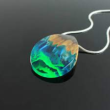Aurora Borealis Necklace Northern Lights Necklace Mixed Etsy Lighted Necklace Mixed Media Necklace Aurora Borealis Jewelry
