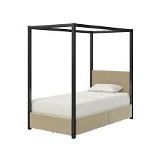 The dhp (dorel home products) canopy pink twin size bed frame is dark pink in color and holds up to 250 pounds. Little Seeds Sparrow Twin Canopy Bed With Storage In Black And Ivory 4472019ls