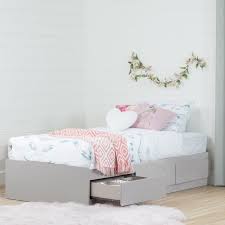 Idealhouse curved twin bed frame no box spring needed platform bed frames with metal headboard footboard for children sturdy stable bed frame unique design toddler bed frame white. South Shore Reevo Twin Bed With 3 Drawers Reviews Wayfair