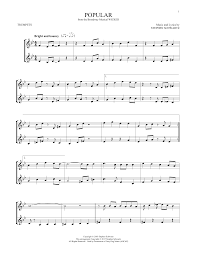 Published by music minus one (hl.138903). Popular From Wicked Trumpet Duet Print Sheet Music Now