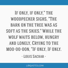 The words if only, if only help connect two timelines by expressing the feelings of both the woodpecker and the wolf. If Only If Only The Woodpecker Sighs The Bark On The Tree Was As Soft As