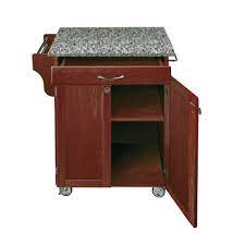 Alexandria portable kitchen island with stainless steel top. Cherry Base Portable Kitchen Island