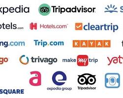 Booking.com, Agoda, Hotels.com logos的圖片