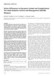 Ten years later, in nhms ii, the figure had Pdf Ethnic Differences In Glycaemic Control And Complications The Adult Diabetes Control And Management Adcm Malaysia