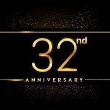 May the happiness of this day linger forever and till the last breath. Celebrating Of 32 Years Anniversary Logotype Golden Colored Isolated On Black Background And Confett Happy 32nd Anniversary Happy Anniversary 32nd Anniversary