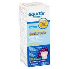 Equate Childrens Dye Free Grape Flavor Allergy Oral Solution 4 Fl Oz