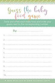 Guess The Baby Food Game Instructions Free Printable Tulamama