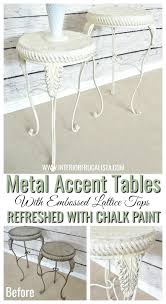 Metal Accent Table Furniture Makeover With Chalk Style Paint A Safe Alternative To Spray Paint W Metallic Painted Furniture Metal Accent Table Metal Furniture