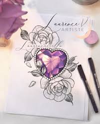 Diamant Coeur Rose Pivoine Fleur Design Tattoo Laurenceveillx Telecharger Instant In 2020 Tattoo Designs Flower Thigh Tattoos Gem Tattoo