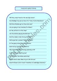 Imperative sentences active passive voice exercises. Passive In The Interrogative Form Esl Worksheet By Peiolei