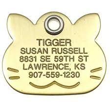 Luckypet Pet Id Tag Polished Brass Cat Face Durable Cat Tag Easy To Read Reflective On Back Size Medium Check This Pet Id Tags Cat Id Tags Id Tag