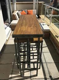 Handmade Bespoke Modern Industrial Outdoor Or Indoor Long Bar Table Six Stools Add An Modern Urban Edge To Your Farmhouse Style Table Indoor Outdoor Dining