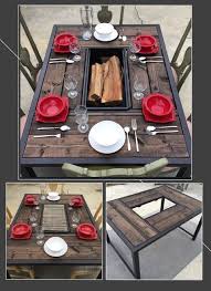 Diy Fire Pit Table Outdoor Fire Pit Table Made Of Wood And Steel Great For Family Bbqs Or To Hang Out By The Kochen Im Freien Wohnen Und Garten Grilltisch