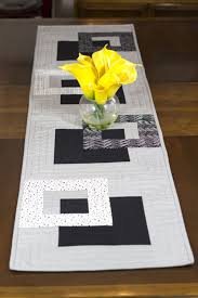 Modern Quilted Table Runner Black White And Grey Wallhanging Reversible Tablerunner Modern Table Decor Modern Quilted Table Runner Modern Table Runners Quilted Table Runners Table Runner And Placemats