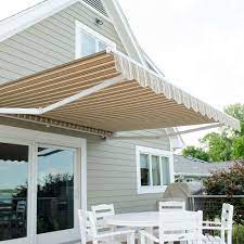 Sunbrella Awning Stripe 4817 0000 Westfield Mushroom 46 Fabric French Doors Patio Awning Durable Front Door