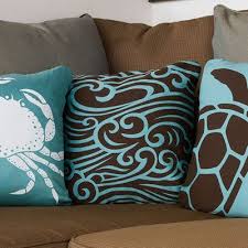 Wave Cocoa Organic Cotton Throw Pillows Throw Pillows Pillows Nautical Pillows