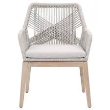 Consider whether you want dining room chairs with arms or without. Lorry Coastal Taupe Rope Performance Teak Outdoor Dining Arm Chairs Set Of 2 Kathy Kuo Home