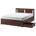 Songesand Bed frame with 4 storage boxes, brown, Luroy, Full/Double Ikea