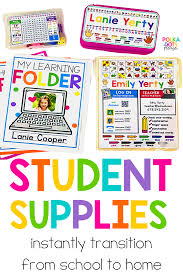 Individual Student Supplies Distance Learning Classroom Name Tags Learning Tools