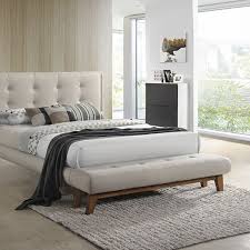 Headboard and footboard upholstery in polyester velvet. Reena Fabric Platform Bed With Built In Bench Groupon