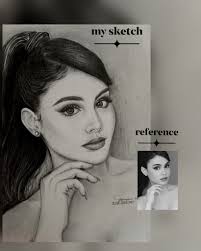 Portrait drawing of a woman done in charcoal