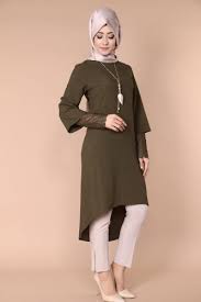 Manseti Dantelli Peplum Tunik Mdh7963 Haki Peplum Tunik Bluz