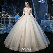 Cap sleeve off shoulder ball gown wedding dress visit us at 25 opebi road ikeja for fitting and booking. Luxury Gorgeous Champagne See Through Outdoor Garden Wedding Dresses 2020 Ball Gown V Neck 3 4