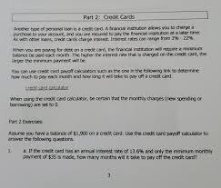 The difference between these two types of credit. Solved Part 2 Credit Cards Another Type Of Personal Loan Chegg Com