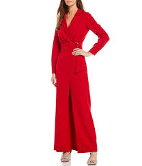 Alex Marie Lauren Drape Belted Long Sleeve V Neck Jumpsuit Dillard S