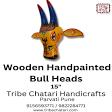 Bull Head Wooden Handpainted For Wall Decor