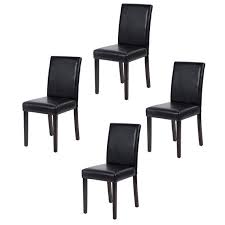 Set Of 4 Urban Style Leather Dining Chairs With Solid Wood Legs Chair Walmart Com In 2020 Leather Dining Chairs Dining Chairs Side Chairs Dining