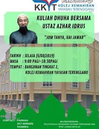 Siapa yang tidak kenal ustaz azhar idrus atau singkatannya dikenali sebagai uai? Kuliah Dhuha Bersama Ustaz Azhar Idrus Kkyt Kolej Kemahiran Yayasan Terengganu