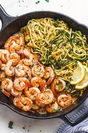 10 Minute Lemon Garlic Butter Shrimp With Zucchini Noodles Recipe With Images Food Meals