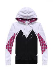 Can you fight them all off at once? Spider Gwen Hoodie Spider Man Into The Spider Verse Cosplay Sweatshirt For Sale