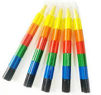 Bulk Wholesale Stacking Mini Plastic Crayon 6 Vivid Color Set