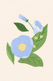 Download Premium Vector Of Handdrawn Blue Petunia On Beige Background Floral Illustration Vector Flower Vector Art Graphic Wall Art